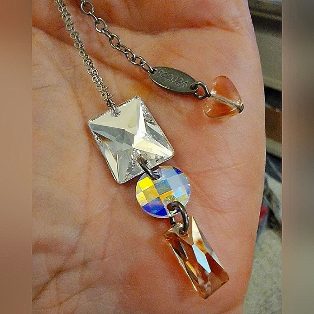 #Sabika 2024 #Foiled #Faceted Three Drop Necklace #NWOT